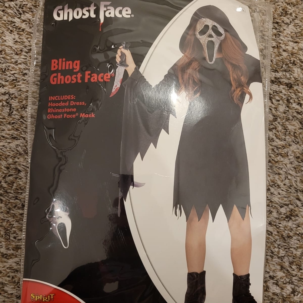 Spirit Of Halloween Bling Ghost Face Kids Costume - Black